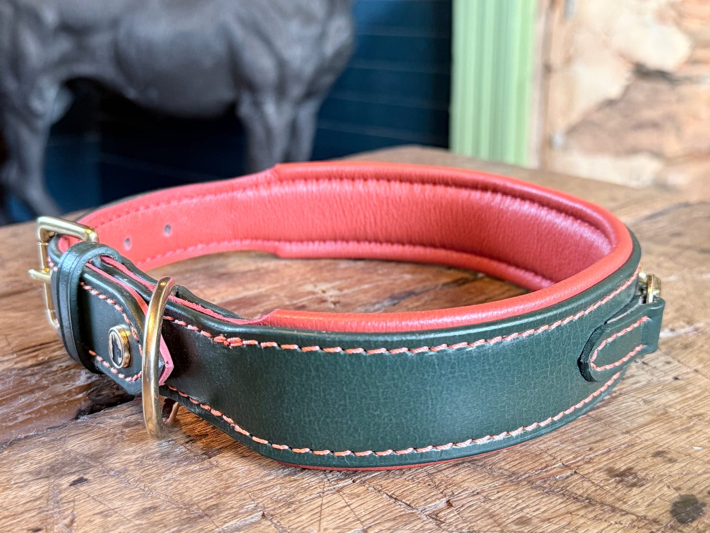 Belmont Horse Bit Collar — Equestrian Leather Dog Collar with Brass Detail