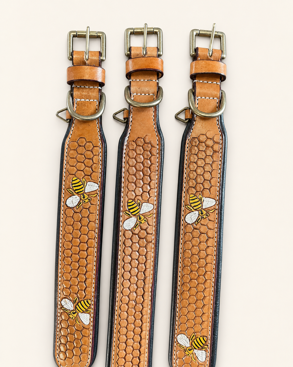Honeycomb Collar — Hand-Tooled & Hand-Painted Leather Dog Collar