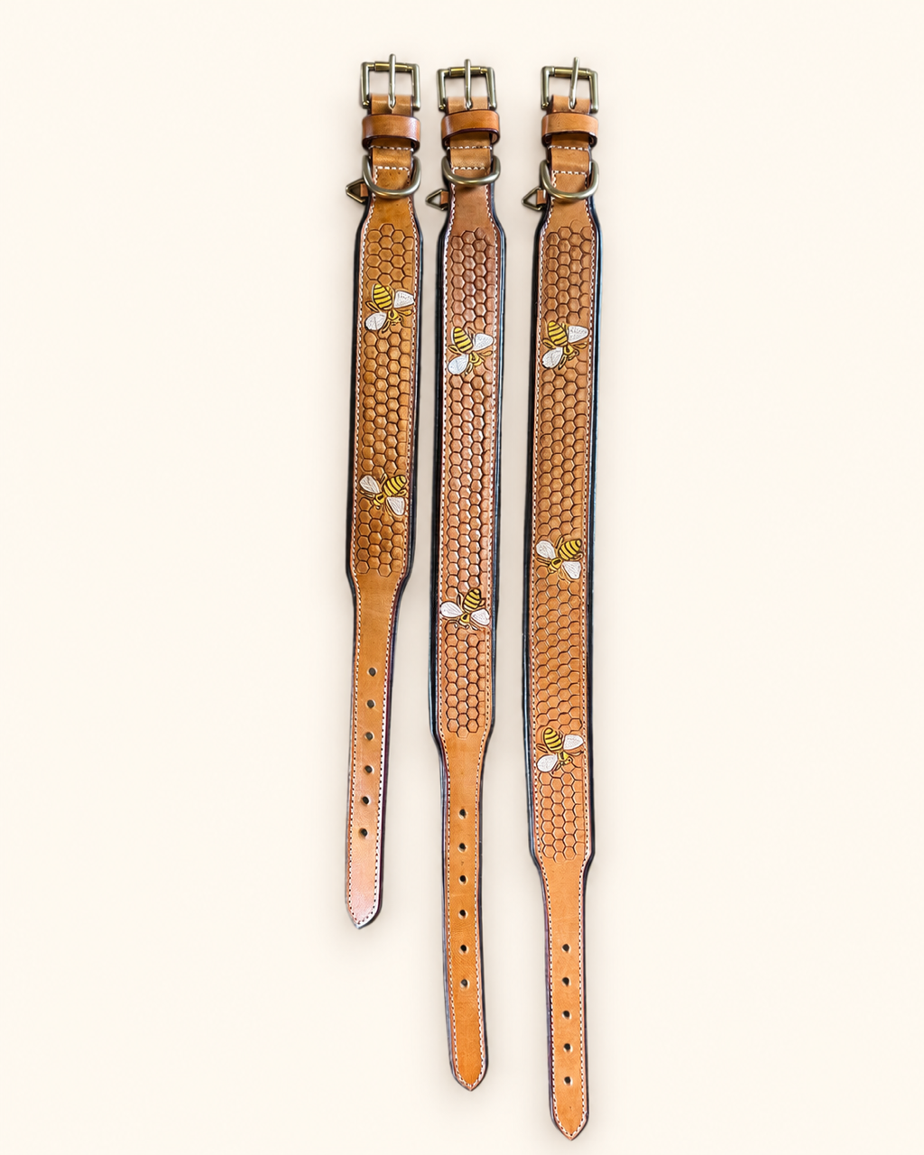 Honeycomb Collar — Hand-Tooled & Hand-Painted Leather Dog Collar